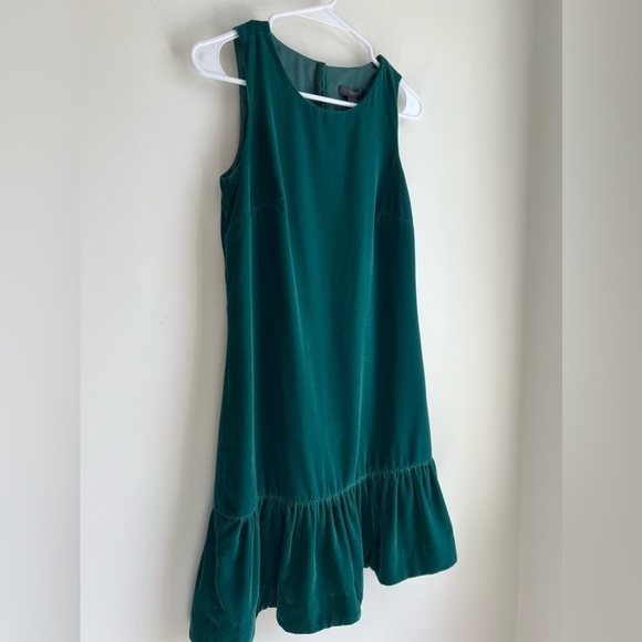 NWT J. Crew Velvet Ruffle Hem Sleeve Less Shift Dress - Picture 5 of 8